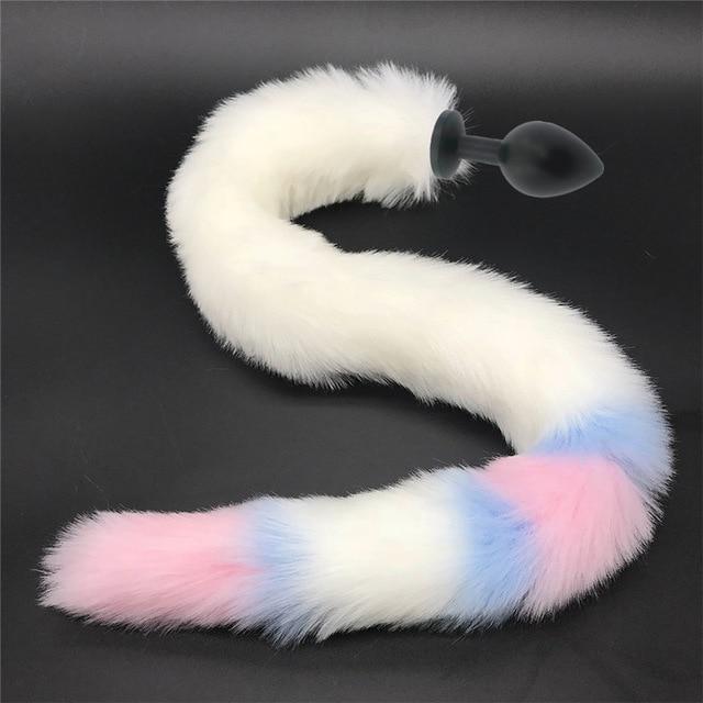 Stainless Steel Anal Plug With 80Cm Long Fur Tail Bdsm Pet Play Fox Kitten