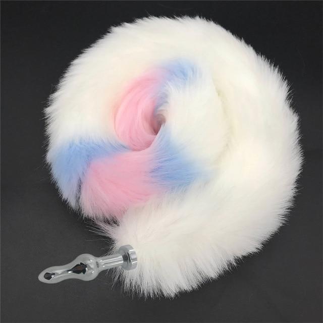 Stainless Steel Anal Plug With 80Cm Long Fur Tail Bdsm Pet Play Fox Kitten