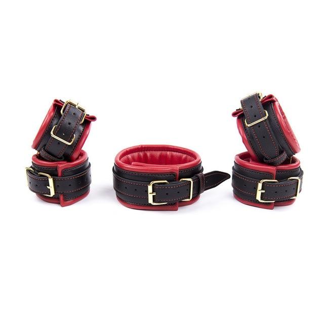 Soft Padded Collar Wrist Ankle Cuffs Bondage Restraint Kit