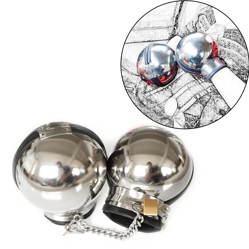 Stainless Steel Ball Helmet Cuffs Bdsm Sensory Deprivation Play