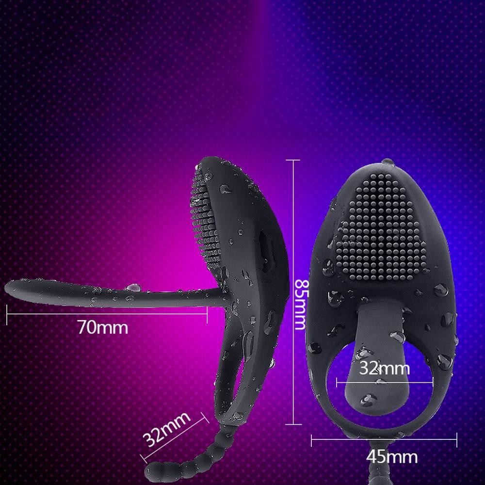 Black Vibrating Cock Ring Anal Beads Butt Plug Clitoral Stimulator Couples Vibrator