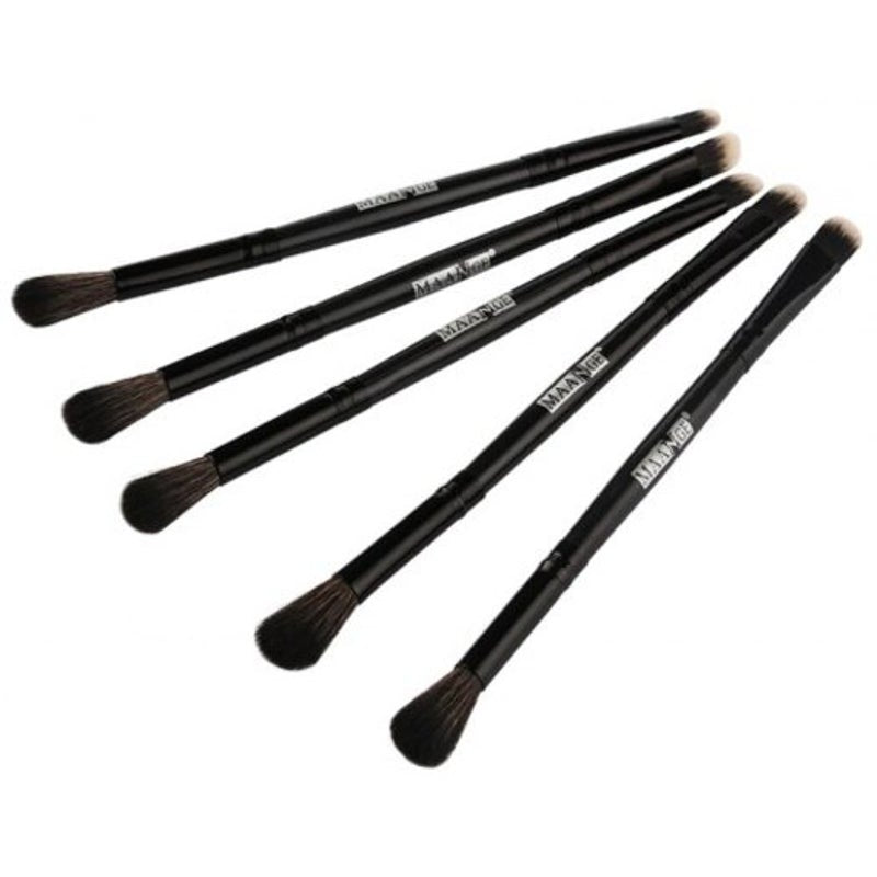 Professional 5Pcs Double Ended Eye Makeup Brush Set Black