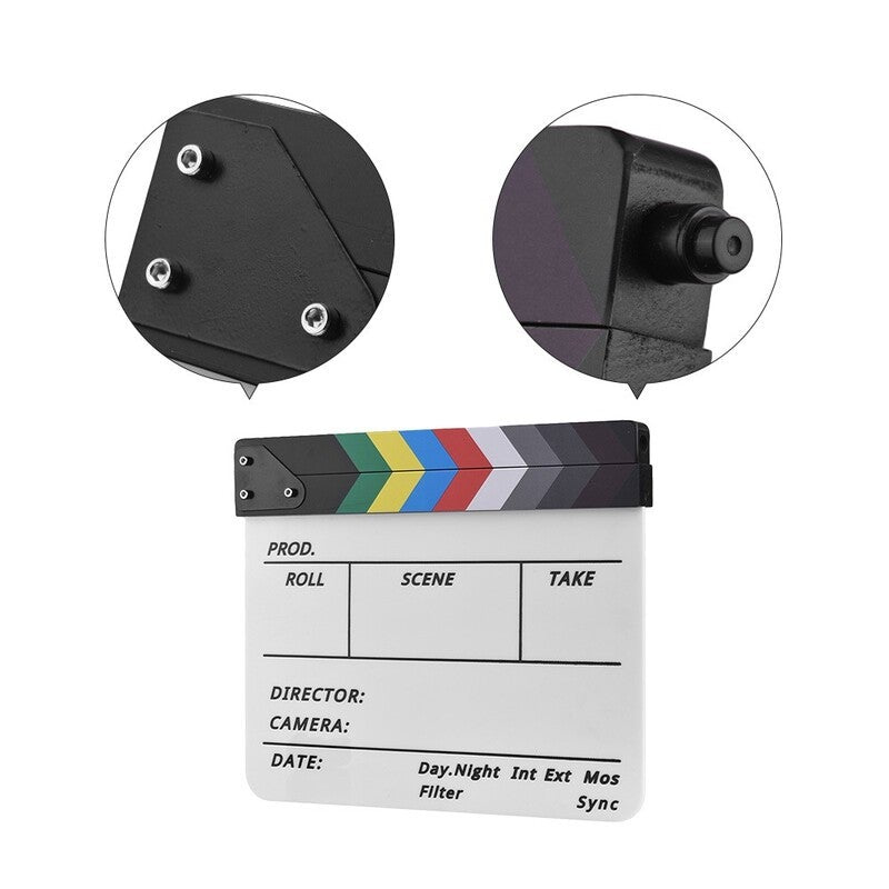 Professional Acrylic Clapboard Dry Erase Tv Film Movie Director Cut Action Scene Clapper Board Slate With Marker Pen