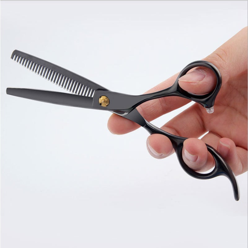 Professional Hair Cutting Scissors 9 Pcs Barber Thinning Dressing Shears Stainless Steel For Salon Black 6 Inch