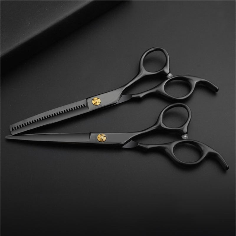 Professional Hair Cutting Scissors 9 Pcs Barber Thinning Dressing Shears Stainless Steel For Salon Black 6 Inch