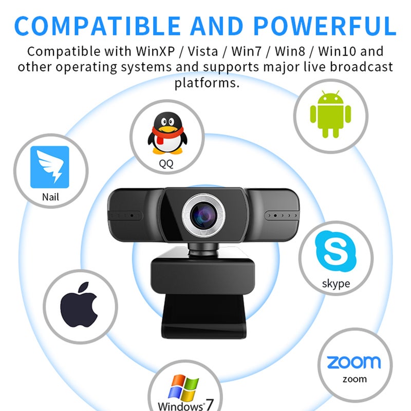 Professional Usb 1080P Web Camera Hd Live Webcam 120 Degrees Wide Angle With Double Microphone Webcameras For Pc Laptop