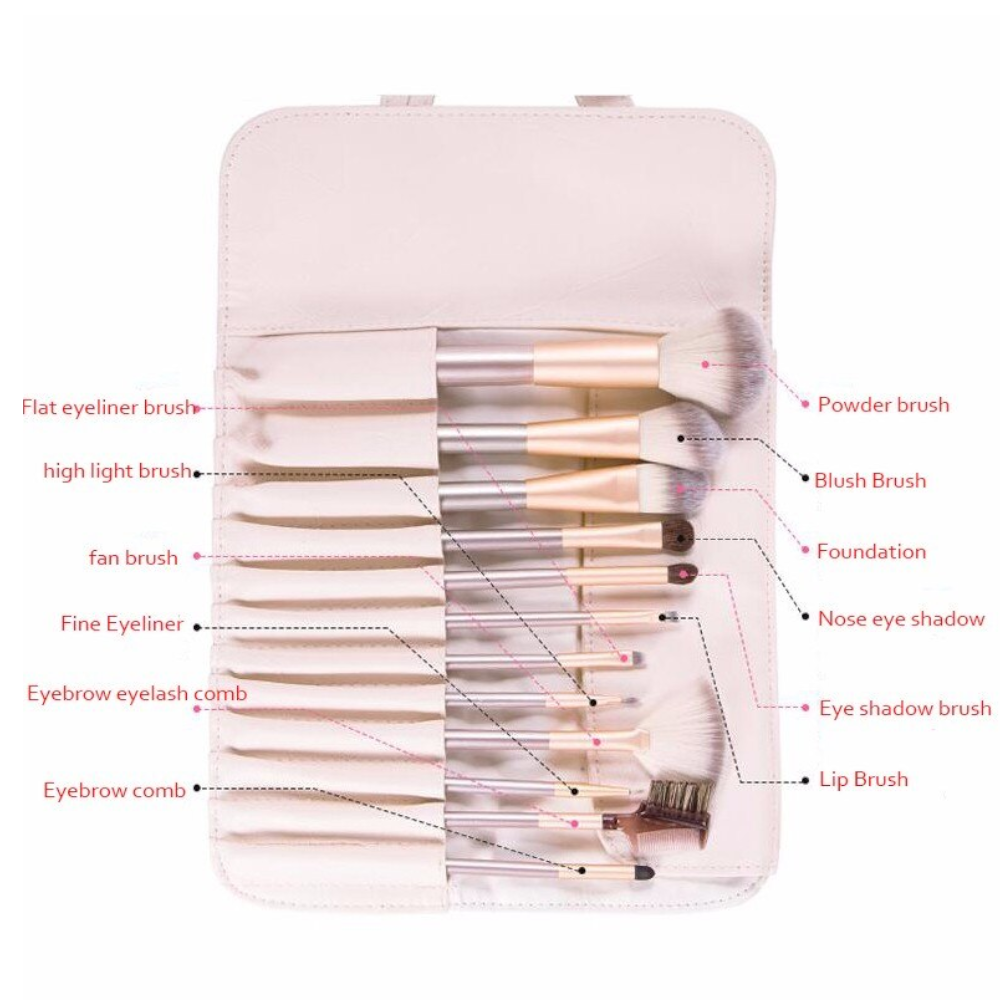 Professional 12 Pcs Make Up Brush Kit