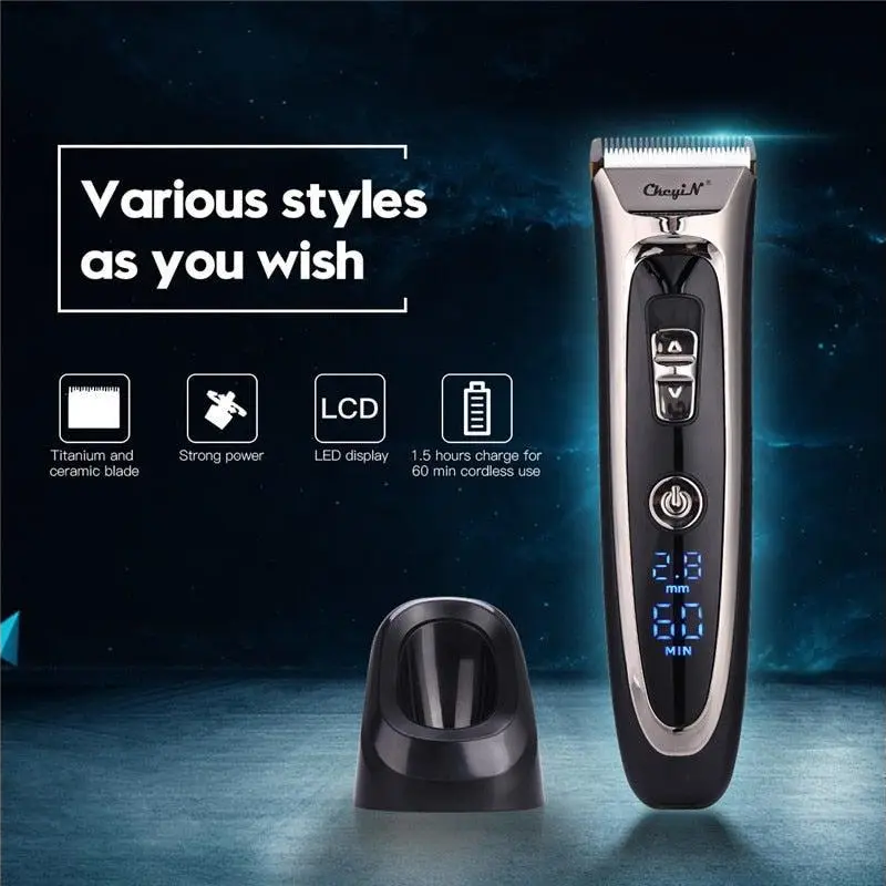 Professional Digital Hair Trimmer Rechargeable Electric Men's Clippers