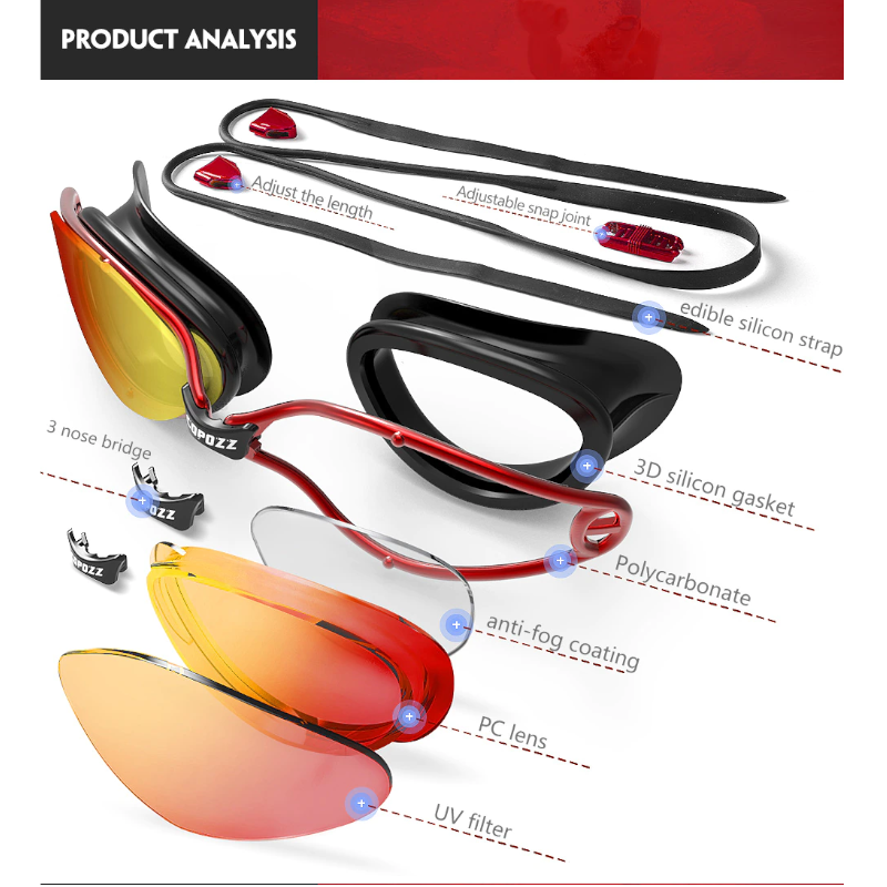 Professional Goggles Anti Fog Uv Protection Swimming Eyewear