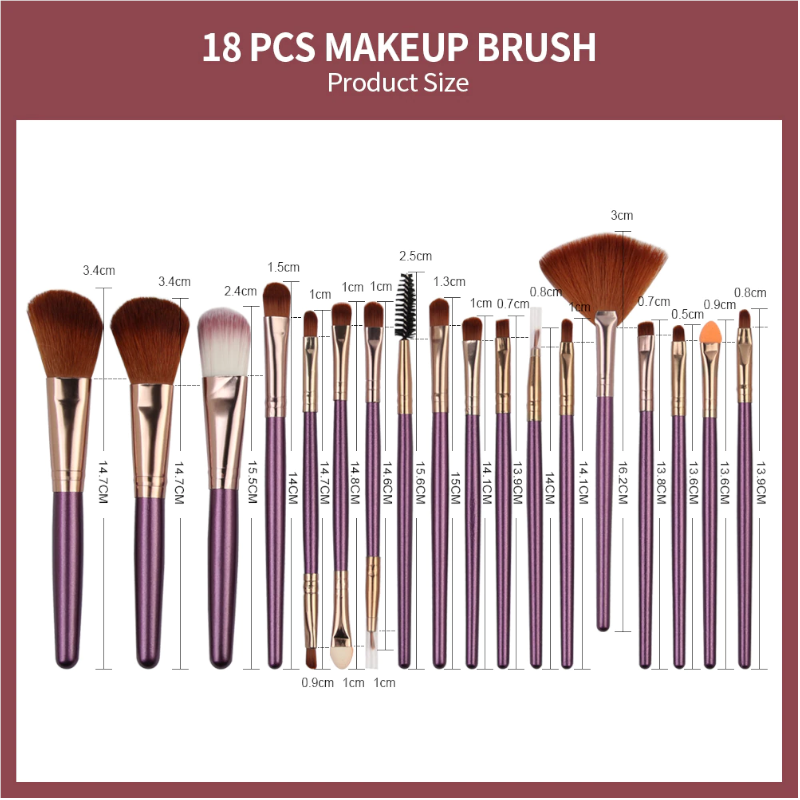 18Pcs Professional Make Up Brushes Set Eyeshadow Eyebrow Eyeliner Powder Blush