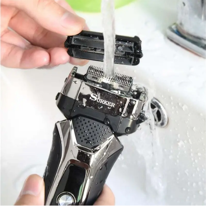Professional Turbocharged Men's Electric Shaver 3D Floating Blade Wet Dry Usb Rechargeable Razor Fast Safe Led Beard Tri