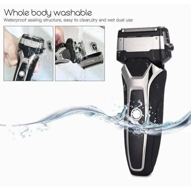 Professional Turbocharged Men's Electric Shaver 3D Floating Blade Wet Dry Usb Rechargeable Razor Fast Safe Led Beard Tri