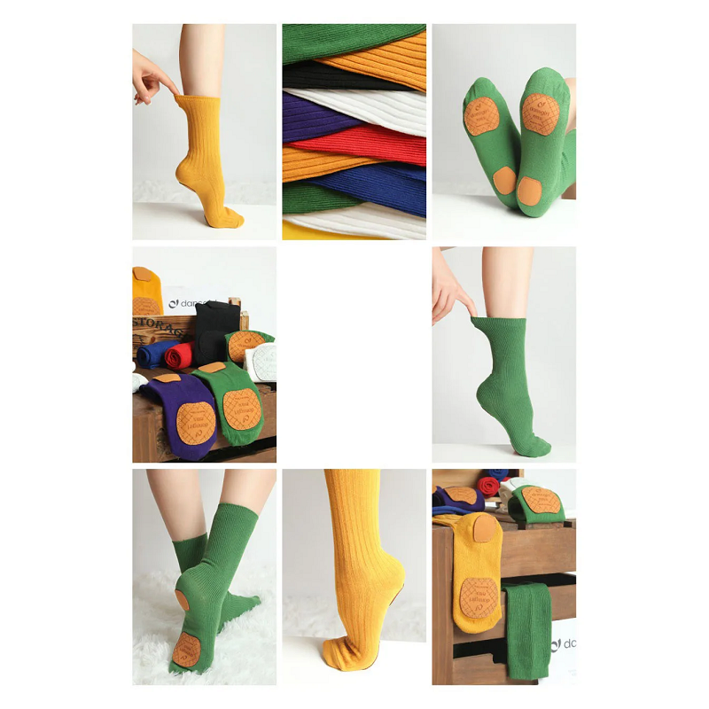 Professional Cotton Mid-Tube Dance Socks Non-Slip Silicone Indoor Fitness