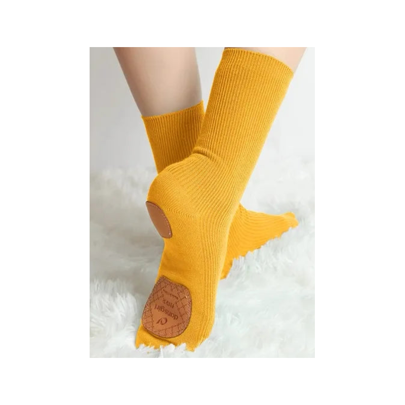 Professional Cotton Mid-Tube Dance Socks Non-Slip Silicone Indoor Fitness