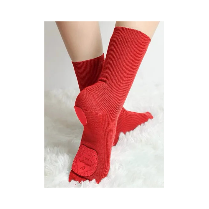 Professional Cotton Mid-Tube Dance Socks Non-Slip Silicone Indoor Fitness