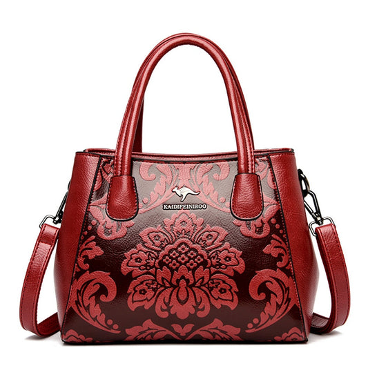 Pu Leather Flower Designer Handbags High Quality Large Floral Shoulder Crossbody Bag