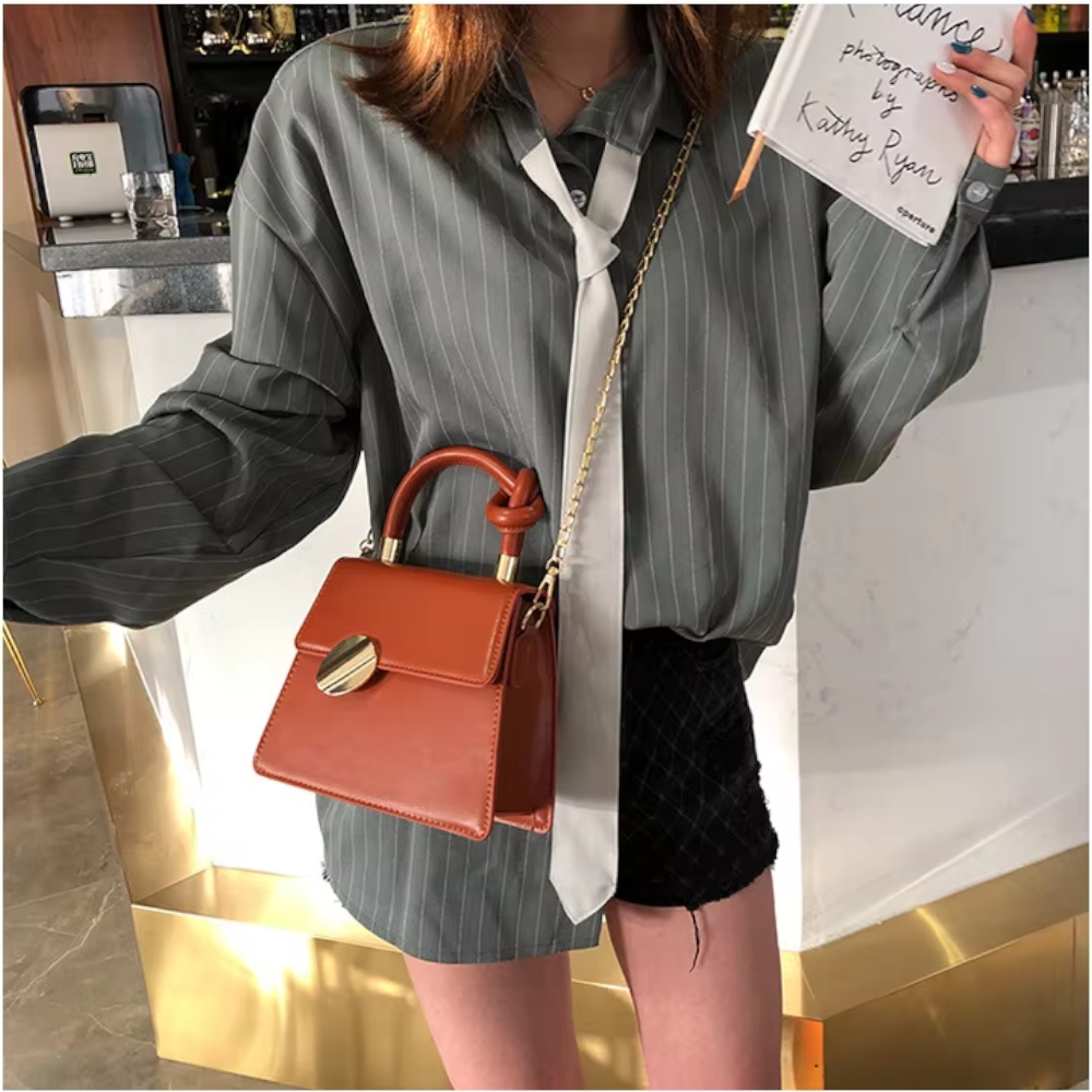 Pu Leather Crossbody Bags For Women Handbags Chain Shoulder Simple Mini Purses