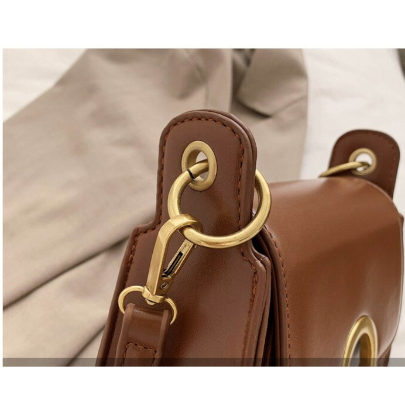 Pu Leather Saddle Fashion Shoulder Simple Bag Lady Solid Colour Handbags