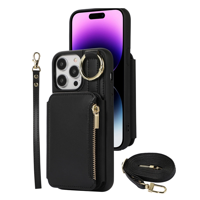 Pu Leather Phone Case Crossbody Cover Wallet Purse With Rfid Blocking Card Holder For Iphone 14 Series