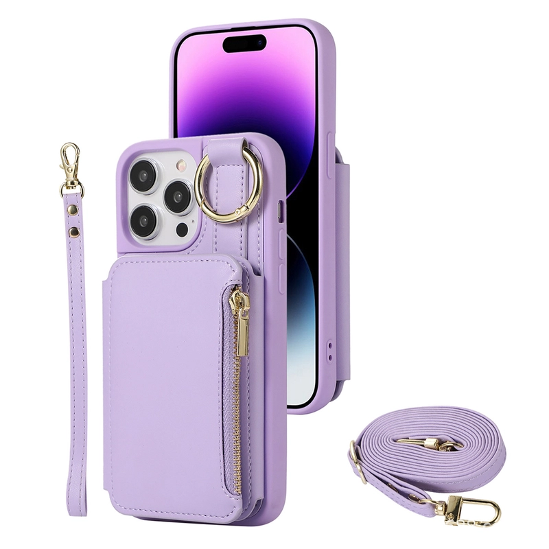 Pu Leather Phone Case Crossbody Cover Wallet Purse With Rfid Blocking Card Holder For Iphone 14 Series