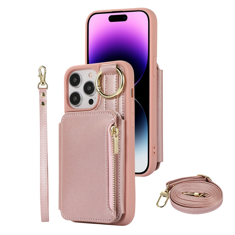 Pu Leather Phone Case Crossbody Cover Wallet Purse With Rfid Blocking Card Holder For Iphone 14 Series