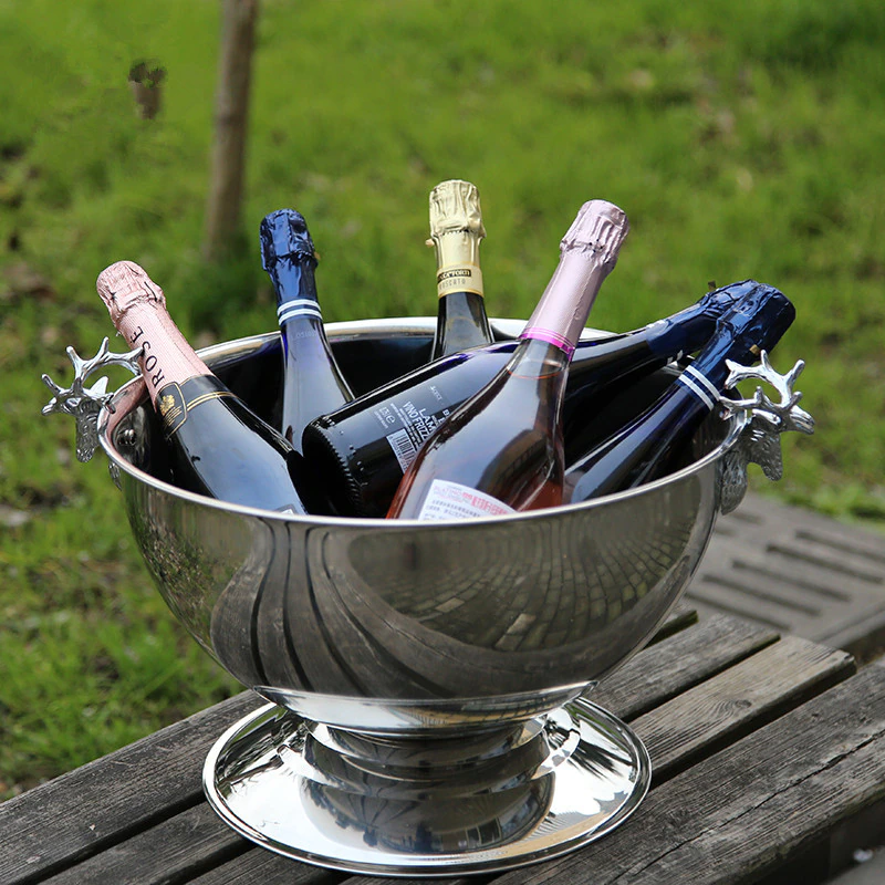 Punch Bowl With Deer Head Bucket Champagne 304 Stainless Steel Ice