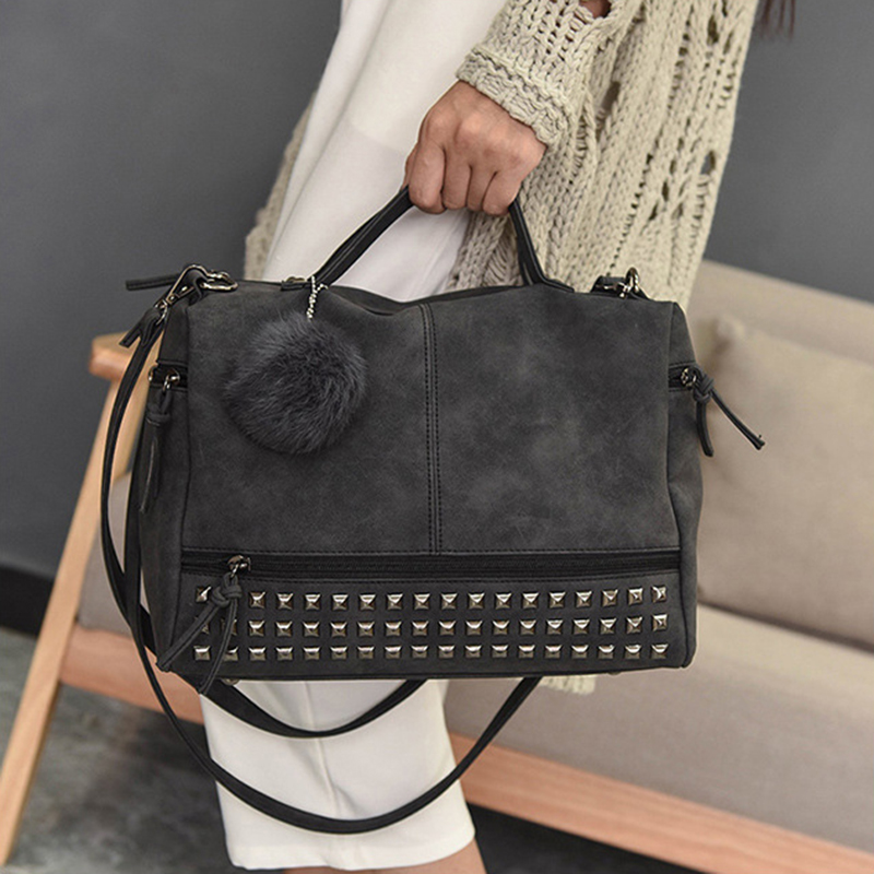 Punk Motorcycle Style Rivet Studded Cross Body Bag Black