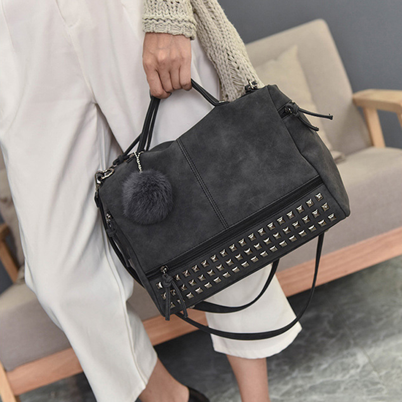 Punk Motorcycle Style Rivet Studded Cross Body Bag Black