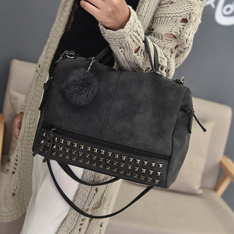 Punk Motorcycle Style Rivet Studded Cross Body Bag Black