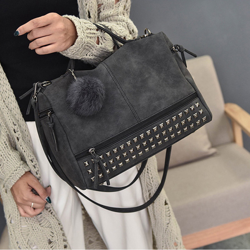 Punk Motorcycle Style Rivet Studded Cross Body Bag Black