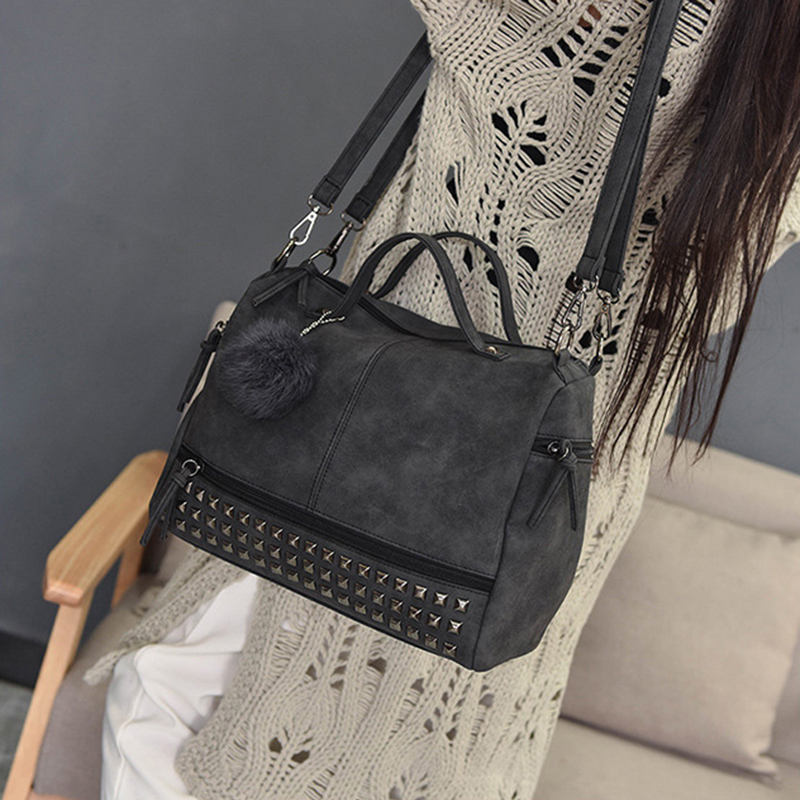 Punk Motorcycle Style Rivet Studded Cross Body Bag Black