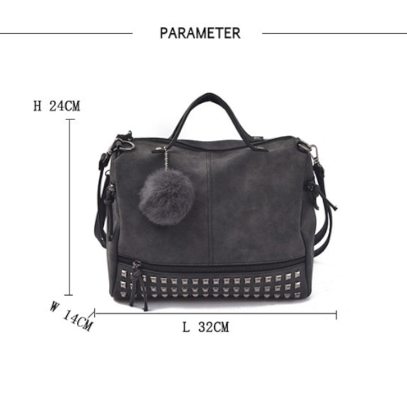 Punk Motorcycle Style Rivet Studded Cross Body Bag Black