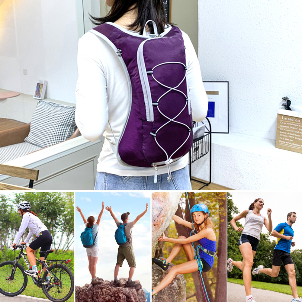Purple Outdoor Sports Hydration Backpack For Running Hiking And Cycling Lightweight Waterproof