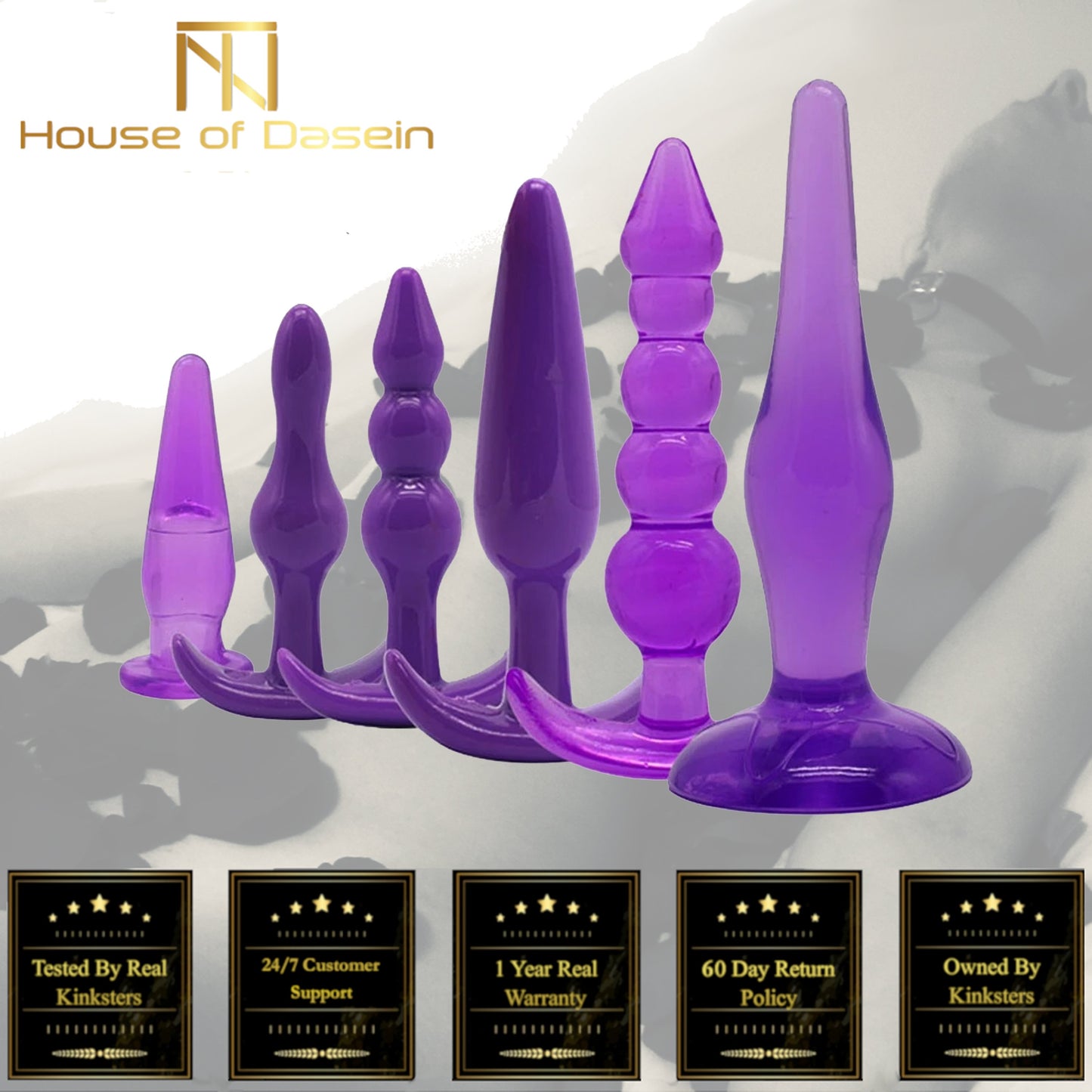 Purple Silicone Trainer Butt Plugs Set Beginner Bdsm Anal Training Kink