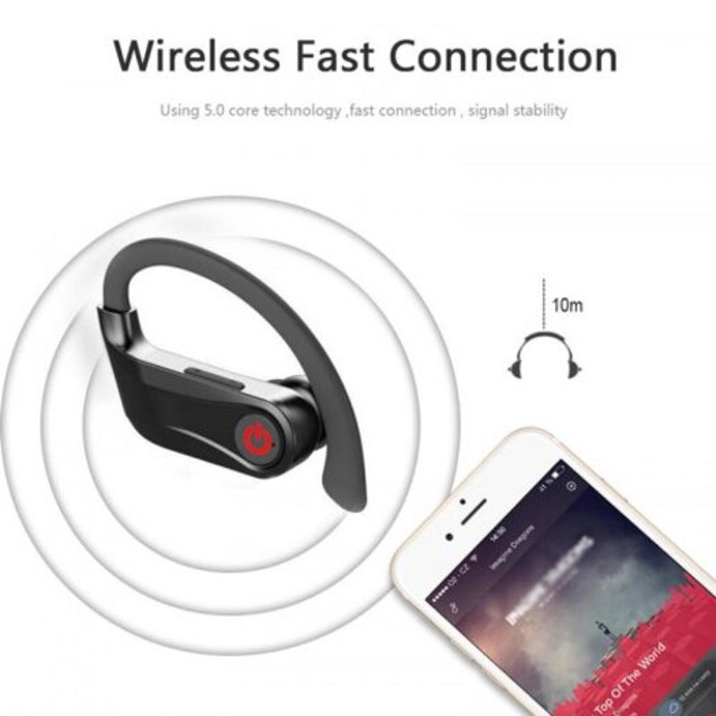 Q62 Bluetooth Earphone Ultra Long Wireless Headset Waterproof Stereo Hands Free Black