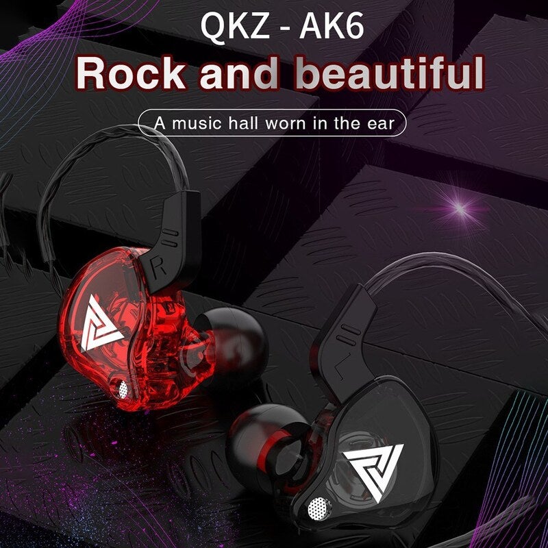 Ak6 Universal 3.5Mm Hifi Sport Headphones In Ear Earphone For Running With Microphone Headset Music Earbuds Red