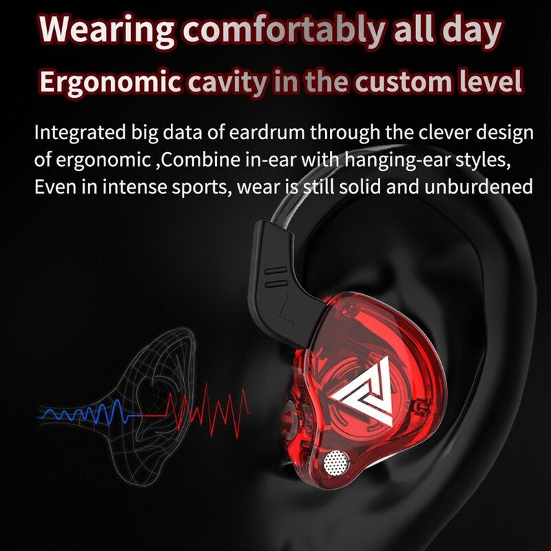 Ak6 Universal 3.5Mm Hifi Sport Headphones In Ear Earphone For Running With Microphone Headset Music Earbuds Red