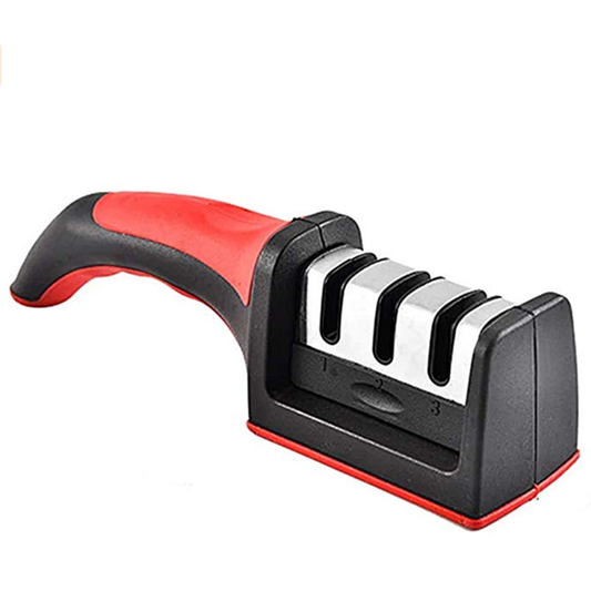 Quick Sharpener Professional 3 Stages Knife Grinder Non Slip Silicone Rubber Kitchen Tools Red