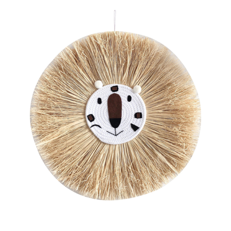 Raffia Animal Face Wall Hanging Children Bedroom Decorations