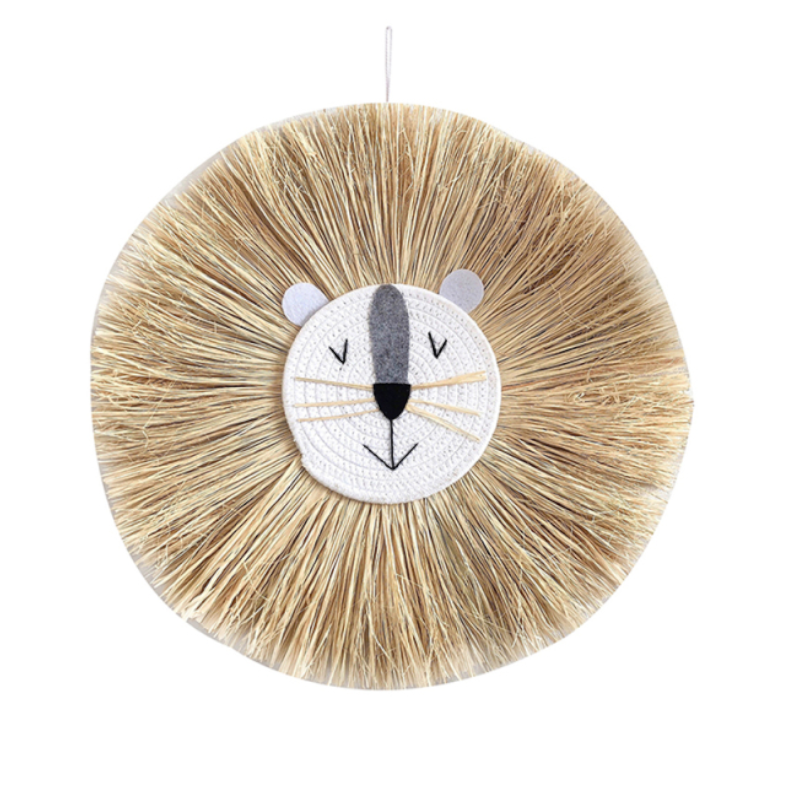 Raffia Animal Face Wall Hanging Children Bedroom Decorations