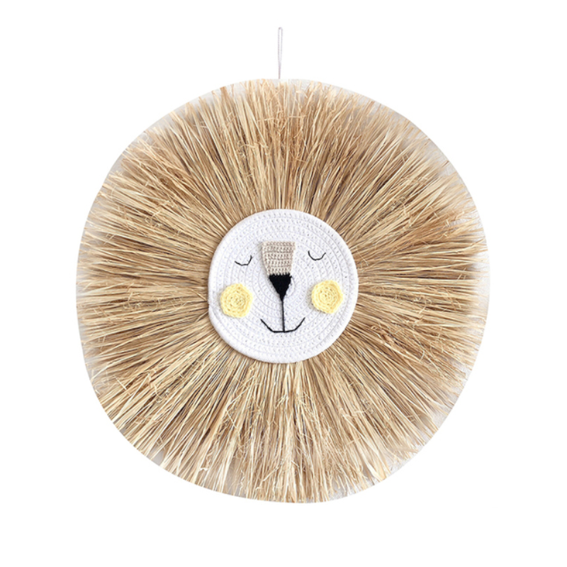 Raffia Animal Face Wall Hanging Children Bedroom Decorations
