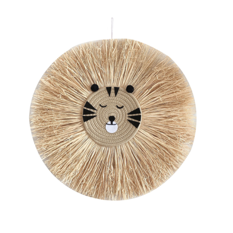 Raffia Animal Face Wall Hanging Children Bedroom Decorations