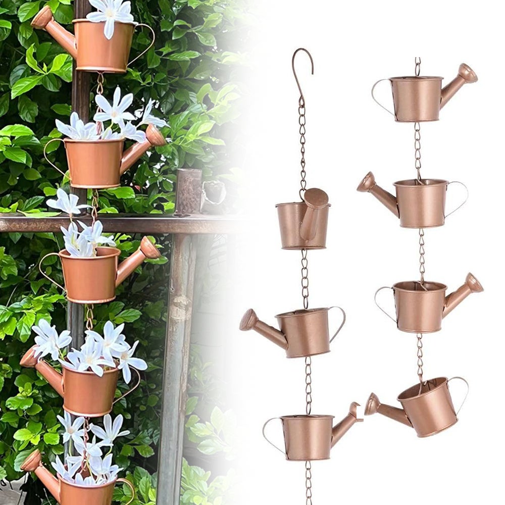 Rain Chain Decorative Watering Can Bucket Shaped Plant Pot Outdoor Garden