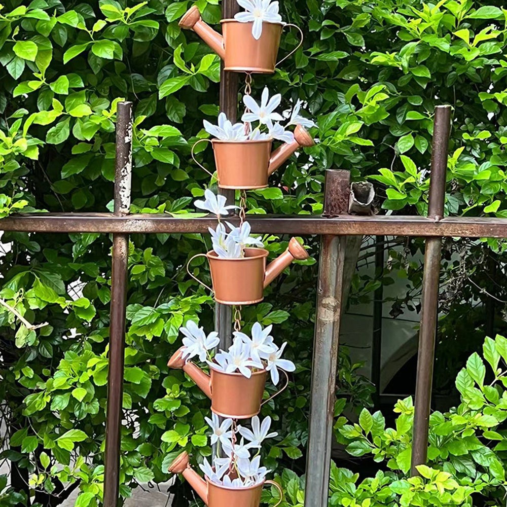 Rain Chain Decorative Watering Can Bucket Shaped Plant Pot Outdoor Garden