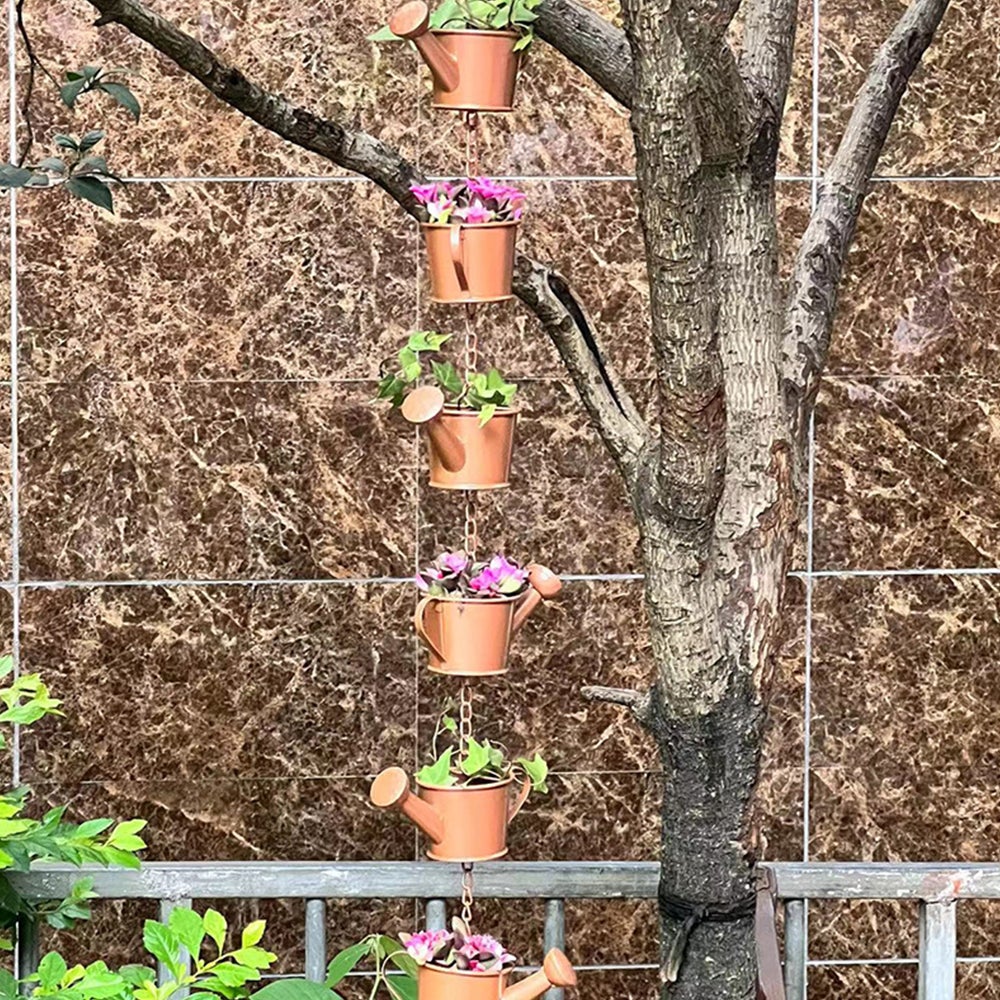 Rain Chain Decorative Watering Can Bucket Shaped Plant Pot Outdoor Garden
