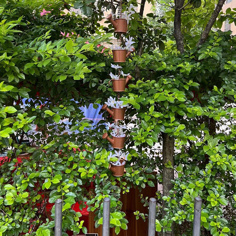 Rain Chain Decorative Watering Can Bucket Shaped Plant Pot Outdoor Garden