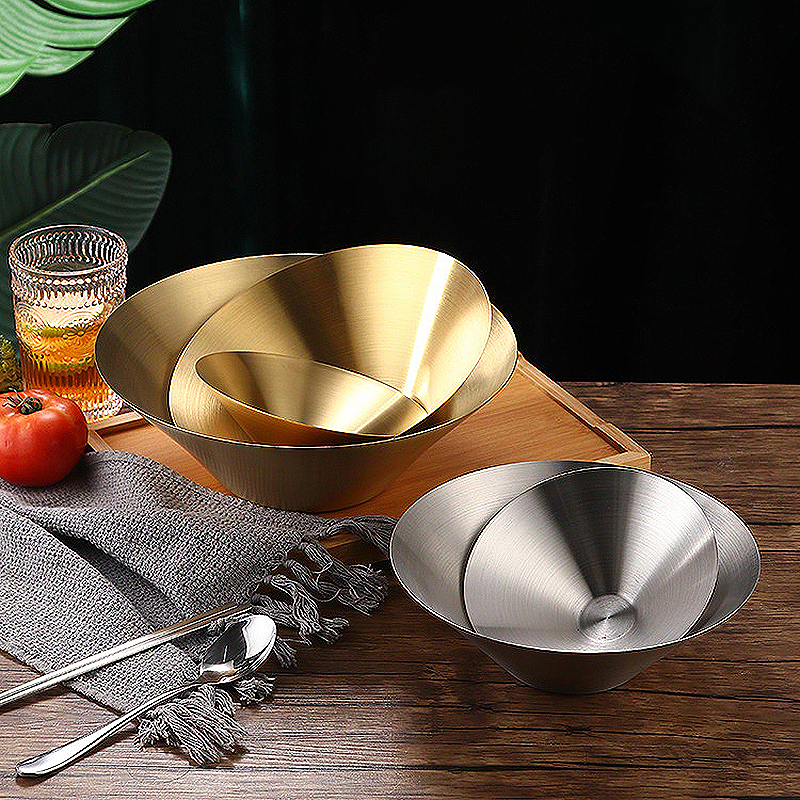Ramen Bowl 304 Stainless Steel Big Korean Cold Noodles Mix Salad Storage