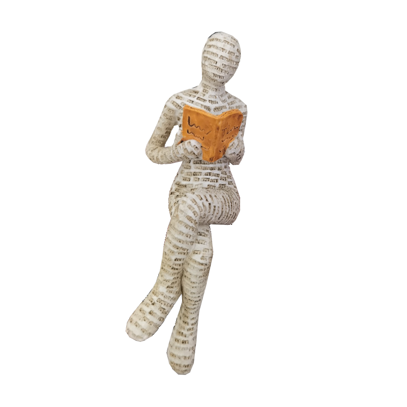 Reading Thoughtful Woman Resin Ornament Bookshelf Decor