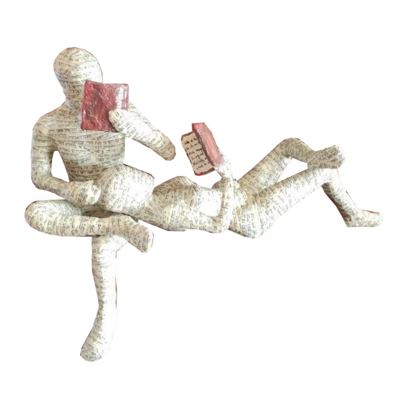 Reading Thoughtful Woman Resin Ornament Bookshelf Decor