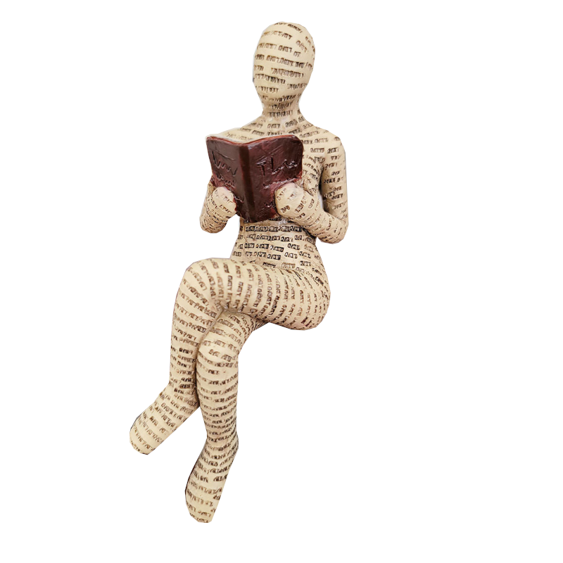 Reading Thoughtful Woman Resin Ornament Bookshelf Decor